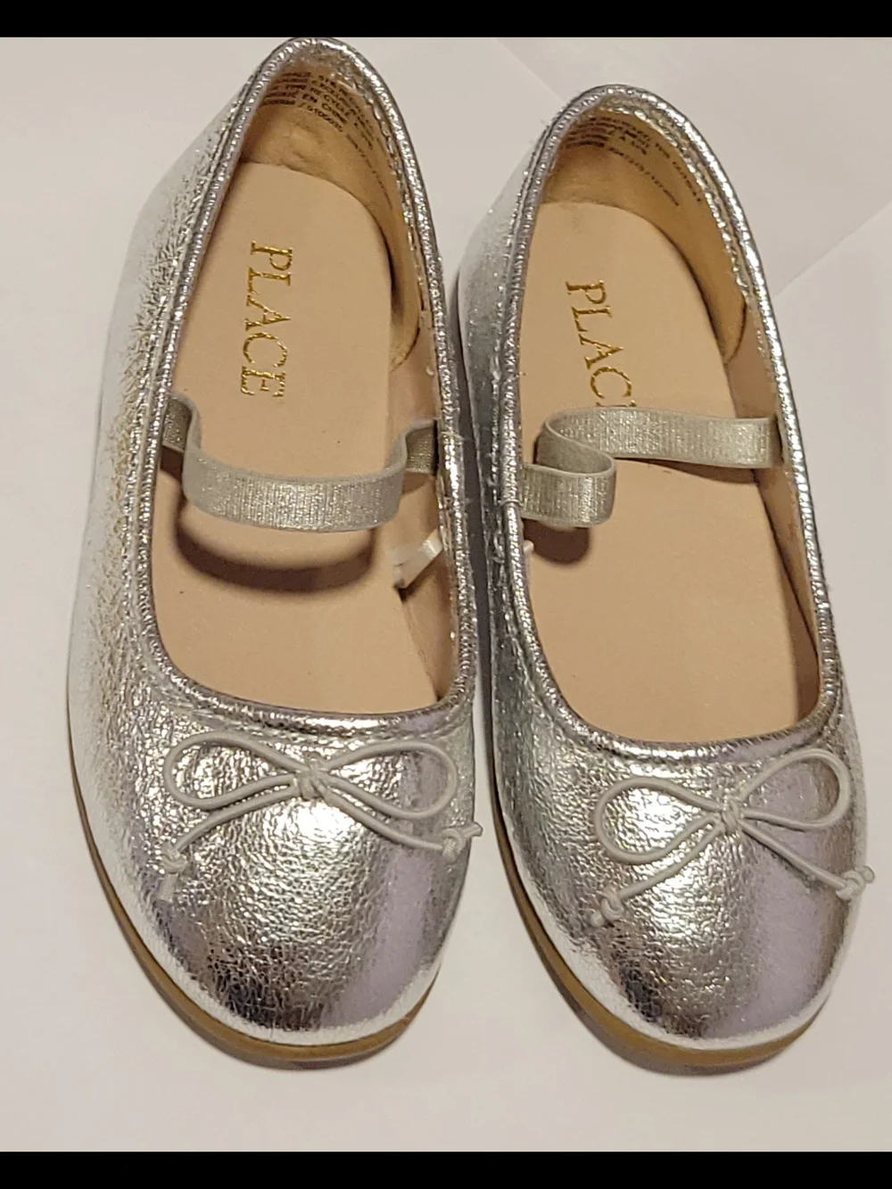 The Children's Place Silver Girls Ballet Flats with Bow Strap